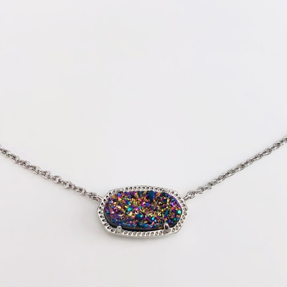 Kendra Scott Gold or Silver Elisa Multi Color Drusy Quartz Necklace - Picture 8 of 11